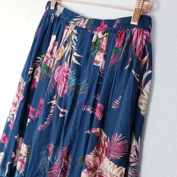 Patrons of Peace Maxi Skirt Tropical Floral Front Slits Tie Waist size M Resort - Picture 8 of 11